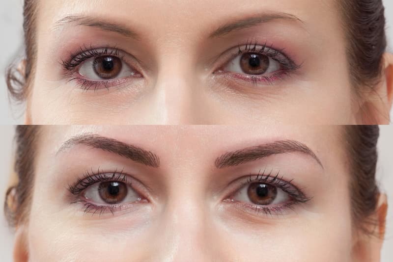 semi Permanent Makeup eyebrow, before and after